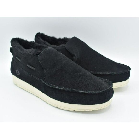 Sperry Men Size 9 Moc Sider Black Suede Microfleece Lined Slip on Boots STS23724 - Picture 4 of 10